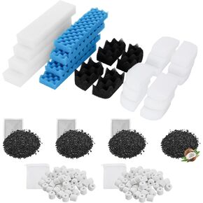 30 Pack Replacement Filter Media Kit Compatible with Fluval 306/307 Aquarium Filters, Including Bio Ceramic Rings, Activated Carbon, Blue, White & Black Bio Foam Value Pack in Kuwait