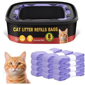 استبدال أكياس إعادة تعبئة فضلات القطط - 12 عبوة من أجل Litter Genie Standard، Plus، Style، XL+ دلاء، حاجز رائحة مكون من 7 طبقات للحفاظ على الرائحة، متينة ومضادة للتسرب، عبوات سهلة التحميل in Kuwait