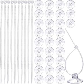 JJUNW 30Pcs Aquarium Suction Cups, Mini Suction Cups with 40 Pcs Zip Ties Clear Fish Tank Suction-Cups- Without Hooks for Aquarium Fish Tank Decoration Moss Shrimp Nest Reptile Hammocks in Kuwait