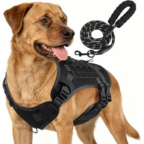 طقم حزام ومقود للكلاب من YooxArmor، قابل للتعديل تكتيكيًا للكلاب الصغيرة الحجم، سترة أكسفورد ناعمة سهلة المشي للتدريب على المشي لمسافات طويلة (كاكي-S) in Kuwait