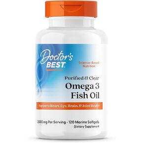 Doctor's Best Purified & Clear Omega 3Fish Oil, No Reflux, Supports Heart, Eyes, Brain & Joint Health, 120 Count (Pack of 1) in Kuwait