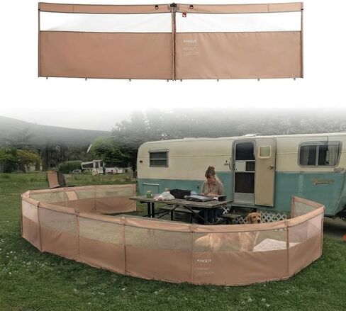 Portable Outdoor Dog Fence, Lightweight Fabric Pen, RV Camping (Sand) in Kuwait