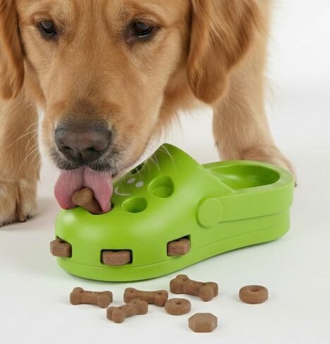 لعبة Fuzzl Clog الكبيرة لعلاج الألغاز للكلاب - لعبة مضغ من المطاط الطبيعي - وحدة تغذية معرفية متينة وتفاعلية - صديقة للبيئة وغير سامة وآمنة للاستخدام في غسالة الأطباق - أخضر in Kuwait