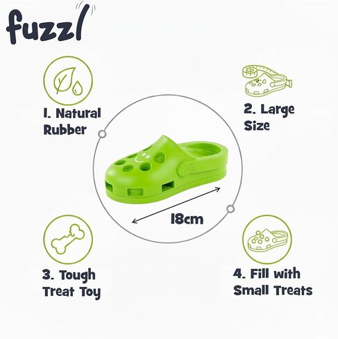 لعبة Fuzzl Clog الكبيرة لعلاج الألغاز للكلاب - لعبة مضغ من المطاط الطبيعي - وحدة تغذية معرفية متينة وتفاعلية - صديقة للبيئة وغير سامة وآمنة للاستخدام في غسالة الأطباق - أخضر in Kuwait