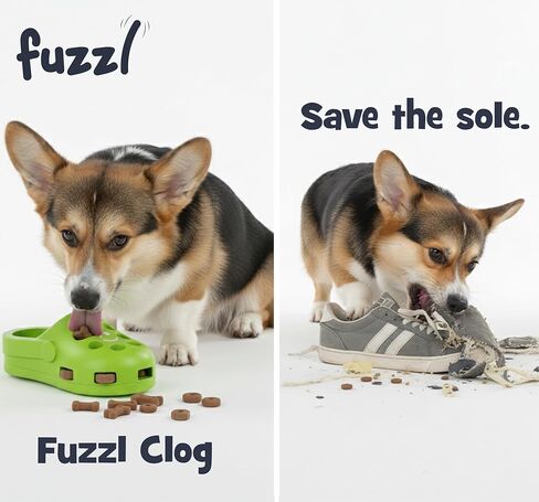 لعبة Fuzzl Clog الكبيرة لعلاج الألغاز للكلاب - لعبة مضغ من المطاط الطبيعي - وحدة تغذية معرفية متينة وتفاعلية - صديقة للبيئة وغير سامة وآمنة للاستخدام في غسالة الأطباق - أخضر in Kuwait