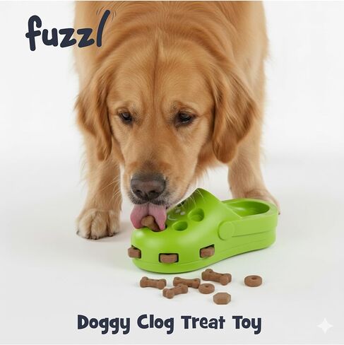 لعبة Fuzzl Clog الكبيرة لعلاج الألغاز للكلاب - لعبة مضغ من المطاط الطبيعي - وحدة تغذية معرفية متينة وتفاعلية - صديقة للبيئة وغير سامة وآمنة للاستخدام في غسالة الأطباق - أخضر in Kuwait