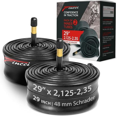 الأنبوب الداخلي للدراجة Fincci 29 x 2.125/2.2/2.3/2.35 - أنابيب داخلية لصمام شريدر 48 مم لإطارات الدراجة الهوائية - عبوة من قطعتين in Saudi Arabia