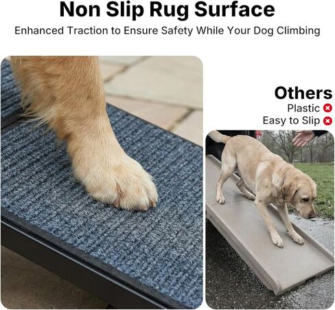 Veehoo Dog Ramp for Car Truck SUV 71" Long 20" Extra Wide, Foldable Dog Ramp with Non Slip Rug Surface for Large Dogs, Portable Folding Outdoor Pet Stairs for Dogs to Get in Car, Support up to 220lbs in Kuwait