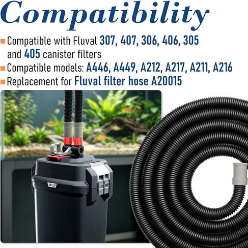 A20015 Ribbed Hose Replacement for Fluval 307, 407, 306, 406, 305, 405 Canister Filter Hose, for Fluval Aquarium Filter Tubing Replacement Parts, 9.8Ft in Kuwait