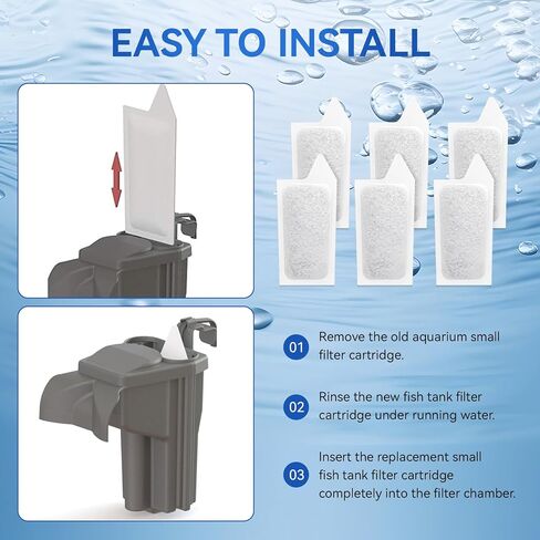 Small Filter Cartridges Compatible with Koller Products Aquarium Internal Power Filters 2.5 to 7 Gallon, Small Fish Tank Replacement Filter Carbon Cartridges for Clean Aquarium Water, 6 Pack in Kuwait