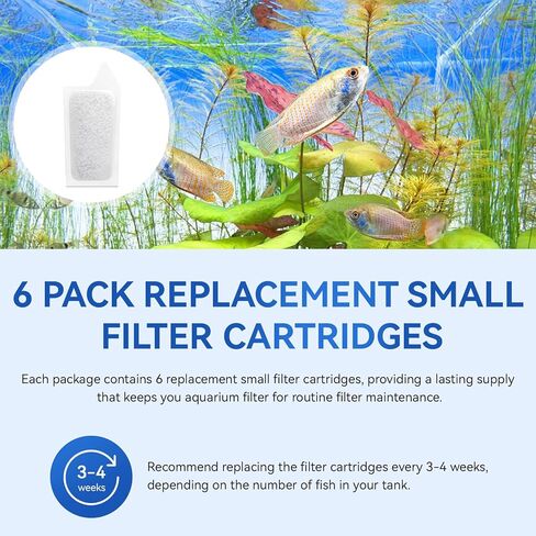 Small Filter Cartridges Compatible with Koller Products Aquarium Internal Power Filters 2.5 to 7 Gallon, Small Fish Tank Replacement Filter Carbon Cartridges for Clean Aquarium Water, 6 Pack in Kuwait
