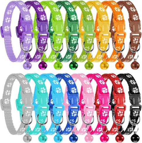 16PCS Puppy Collars for Litter Puppy Adjustable Puppys ID Collars Soft Nylon Breakaway Coloured Collar for Newborn Litter Pets in Kuwait