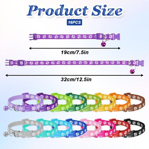 16PCS Puppy Collars for Litter Puppy Adjustable Puppys ID Collars Soft Nylon Breakaway Coloured Collar for Newborn Litter Pets in Kuwait