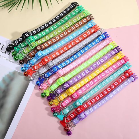 16PCS Puppy Collars for Litter Puppy Adjustable Puppys ID Collars Soft Nylon Breakaway Coloured Collar for Newborn Litter Pets in Kuwait