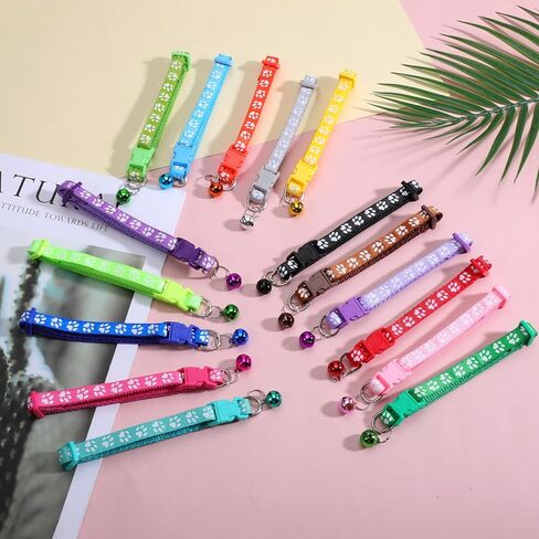 16PCS Puppy Collars for Litter Puppy Adjustable Puppys ID Collars Soft Nylon Breakaway Coloured Collar for Newborn Litter Pets in Kuwait