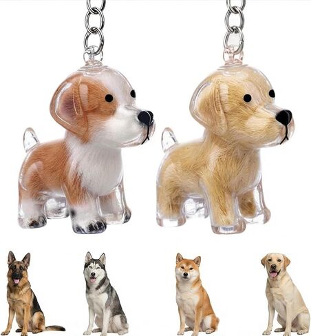 TIESOME 2Pcs Dog Hair Storage Keychain, Pet Hair Collector Keychain Charm Memorial Storage Box Portable Transparent Cute Fur Keepsake Key Chain for Backpacks, Pet Lovers Commemorative Gifts in Kuwait