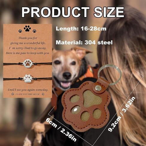 Pet Memorial Bracelet Gifts for Dogs, Dog Fur Keepsake Keychain, Paw Print Key Chain & Bracelets for Cat & Dog Lovers, Pet Bereavement Gift Ideas in Kuwait