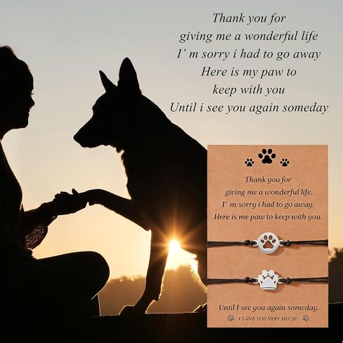 Pet Memorial Bracelet Gifts for Dogs, Dog Fur Keepsake Keychain, Paw Print Key Chain & Bracelets for Cat & Dog Lovers, Pet Bereavement Gift Ideas in Kuwait