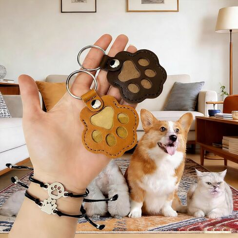Pet Memorial Bracelet Gifts for Dogs, Dog Fur Keepsake Keychain, Paw Print Key Chain & Bracelets for Cat & Dog Lovers, Pet Bereavement Gift Ideas in Kuwait
