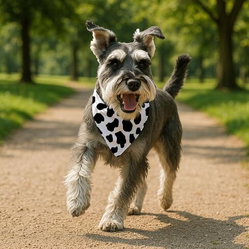 White and Black Cow Print Pet Bandana, Funny Animal Themed Dog Scarf, Adjustable Comfortable Triangle Dog Scarf for Small Medium Dogs in Kuwait