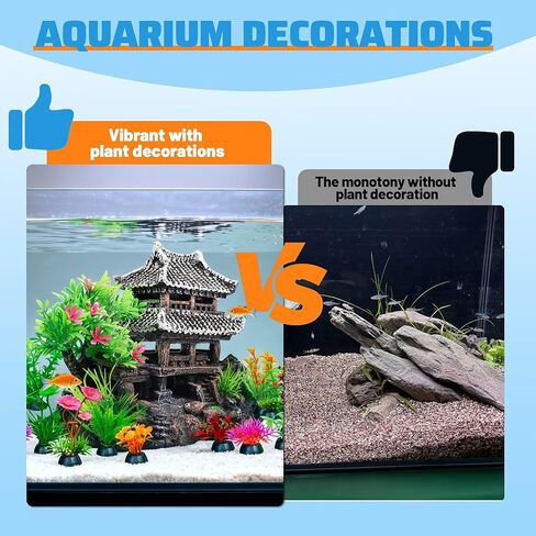 13 Piece Fish Aquarium Castle Decor Resin Fish Tank Accessories Decorations Realistic Detail Landscape Aquarium Ornaments for Freshwater Saltwater Fish Tanks (Farmhouse) in Kuwait