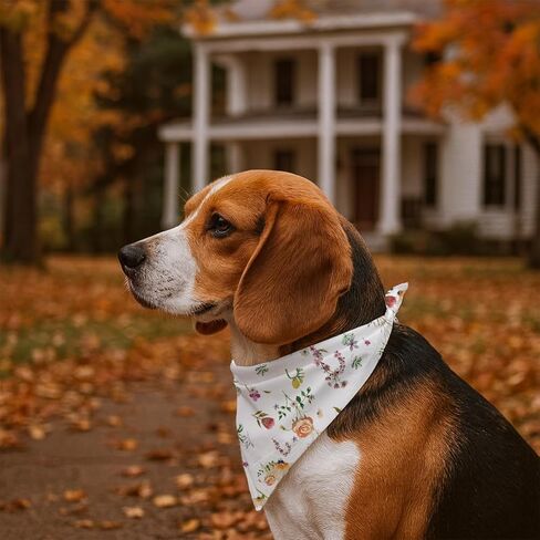 Flower Dog Bandana, Flower Print Pet Kerchief, Cute Field Meadow Comfortable Triangle Dog Scarf, Adjustable Fit Floral Pet Bandanas for Medium Large Dogs in Kuwait