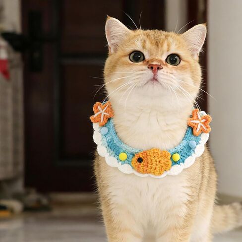 Cute Pet Drool Bib, Adorable Knit Dog Bandana or Small and Medium-Sized Dogs, Cats, Lightweight Decorative Mess-Proof Neckwear for Daily Wear, Feeding (Red) in Kuwait