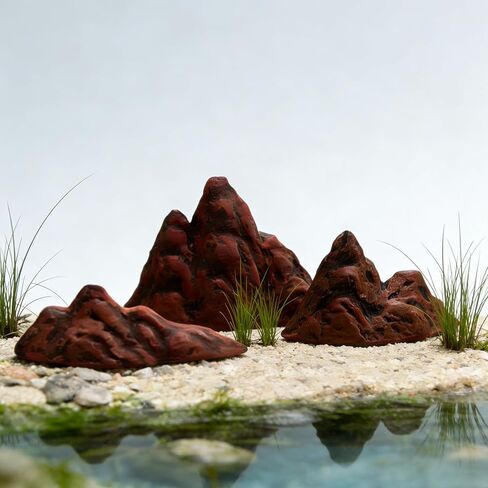 Aquarium Mountain Ornament: Miniature Ceramic Mountain View Decor Rockery Landscape Garden Accessories Fish Tank Decorations for Home Office Display in Kuwait