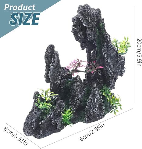 Aquarium Resin Castle Decor, Large Ancient Stone Castle Fish Tank Ornament with Caves & Tunnels, Realistic Hideout for Betta Fish, Guppies, Shrimp, Turtles (Freshwater & Saltwater Safe) (Rockery) in Kuwait