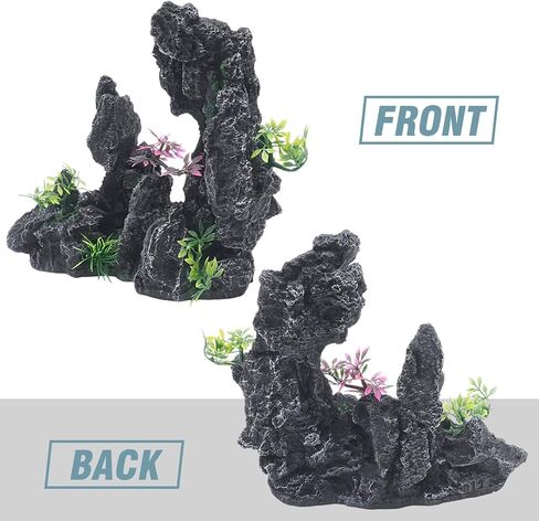 Aquarium Resin Castle Decor, Large Ancient Stone Castle Fish Tank Ornament with Caves & Tunnels, Realistic Hideout for Betta Fish, Guppies, Shrimp, Turtles (Freshwater & Saltwater Safe) (Rockery) in Kuwait