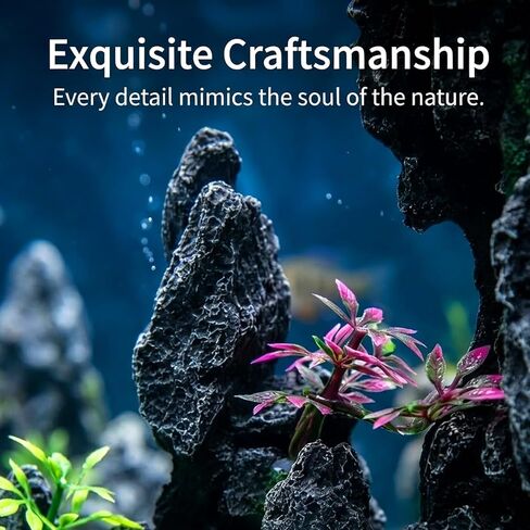 Aquarium Resin Castle Decor, Large Ancient Stone Castle Fish Tank Ornament with Caves & Tunnels, Realistic Hideout for Betta Fish, Guppies, Shrimp, Turtles (Freshwater & Saltwater Safe) (Rockery) in Kuwait