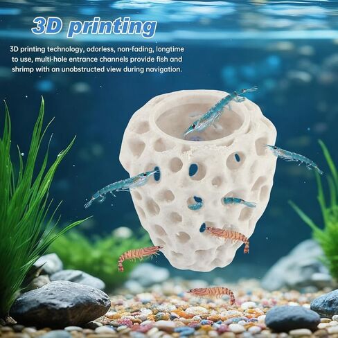PUXING Shrimp Dome Hide Shrimp Hides for Aquarium Bettas Fish Hideout with Suction Cup Aquarium Fish Cave Hideout Bettas Habitat Fishs Tank Tunnel(Color:White) in Kuwait