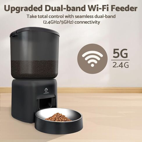 جهاز تغذية تلقائي للقطط، موزع طعام القطط التلقائي بتقنية 5G WiFi مع حقيبة مجففة، جهاز تغذية الحيوانات الأليفة في الوقت المناسب سعة 5 لتر مع خدمة التطبيقات المجانية، أجزاء قابلة للتعديل تصل إلى 1/12 كوب، ما يصل إلى 10 وجبات في اليوم، مصدر طاقة مزدوج in Kuwait