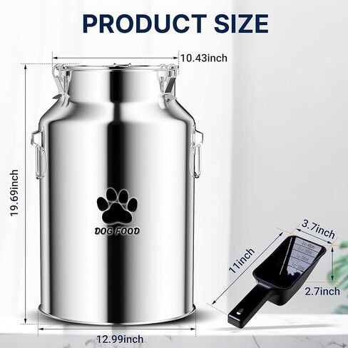 40Lbs Large Metal Dog Food Storage Container, Stainless Steel Dog Food Storage Tank, Multifunctional Storage Bin with Lid and Spoon, Food Storage Container for Big Dogs, Keep Fresh, Easy to Clean in Kuwait