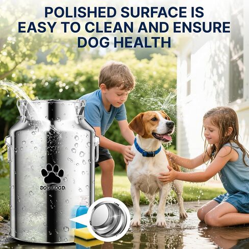 40Lbs Large Metal Dog Food Storage Container, Stainless Steel Dog Food Storage Tank, Multifunctional Storage Bin with Lid and Spoon, Food Storage Container for Big Dogs, Keep Fresh, Easy to Clean in Kuwait