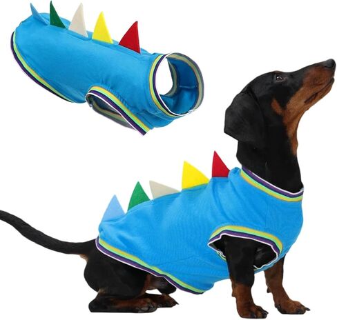 ملابس Dachshund بنمط زي الديناصور اللطيف، ملابس الكلاب الألمانية للربيع والصيف مع فتحة للمقود، قمصان صغيرة بدون أكمام رائعة للاستعراضات والحفلات والمشي، ملابس Weenie متوسطة الحجم، أخضر، مقاس M in Kuwait