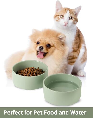 UBEE Ceramic Dog Bowl Set of 2, 5.1 inch Dog Dish Cat Food Bowl for Small Dogs and Large Cat, Pet Food Water Dish Feeding, Sage Green in Kuwait