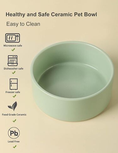 UBEE Ceramic Dog Bowl Set of 2, 5.1 inch Dog Dish Cat Food Bowl for Small Dogs and Large Cat, Pet Food Water Dish Feeding, Sage Green in Kuwait