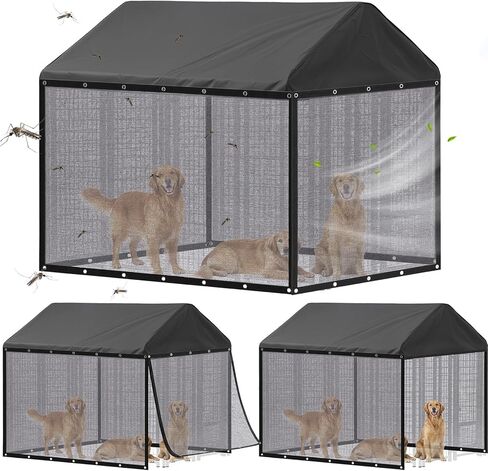 Outdoor Dog Kennel Side Cover Only, Fits 8' x 4' x 6' Cage, Breathable Mesh Shade Screen Without Top Cover, Sun Protection Privacy Guard for Summer Mosquito Barrier(8' D X 4' W X 6' H) in Kuwait