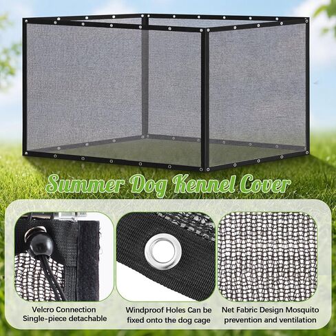 Outdoor Dog Kennel Side Cover Only, Fits 8' x 4' x 6' Cage, Breathable Mesh Shade Screen Without Top Cover, Sun Protection Privacy Guard for Summer Mosquito Barrier(8' D X 4' W X 6' H) in Kuwait