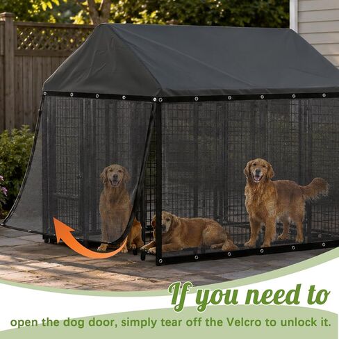 Outdoor Dog Kennel Side Cover Only, Fits 8' x 4' x 6' Cage, Breathable Mesh Shade Screen Without Top Cover, Sun Protection Privacy Guard for Summer Mosquito Barrier(8' D X 4' W X 6' H) in Kuwait