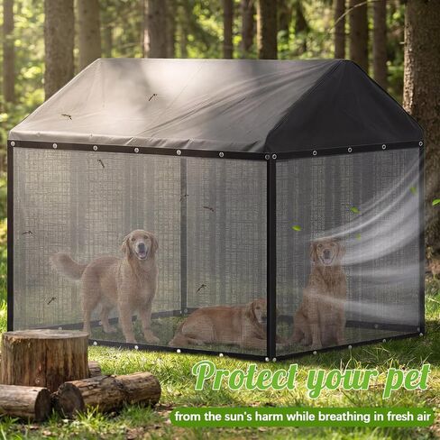 Outdoor Dog Kennel Side Cover Only, Fits 8' x 4' x 6' Cage, Breathable Mesh Shade Screen Without Top Cover, Sun Protection Privacy Guard for Summer Mosquito Barrier(8' D X 4' W X 6' H) in Kuwait