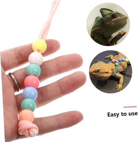 VALICLUD 3pcs Adjustable Glow-in-The-Dark Lizard Leash and Harness Set for Outdoor Walking Bearded Dragon and Small Reptile Pets, Pink in Kuwait