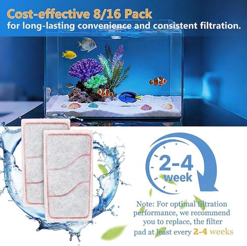 Aquarium Filter Cartridges Replacement Compatible with Whisper 3i Internal Fish Tank Filter, Multi-Layer Filter Pad with Cotton, Activated Carbon & Zeolite, 16 Pack in Saudi Arabia