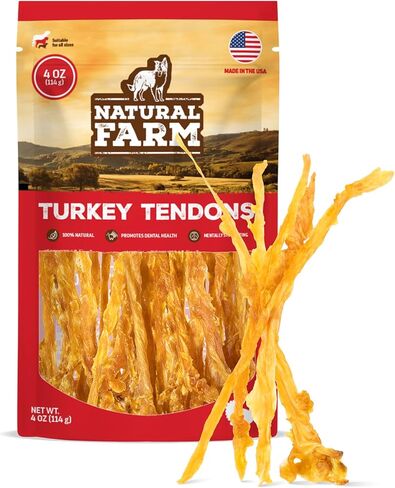 Natural Farm Turkey Tendon for Dogs (4oz) - Single-Ingredient Turkey Dog Chews, Rawhide-Free Dog Treats, Naturally Satisfying Everyday Rewards. in Kuwait