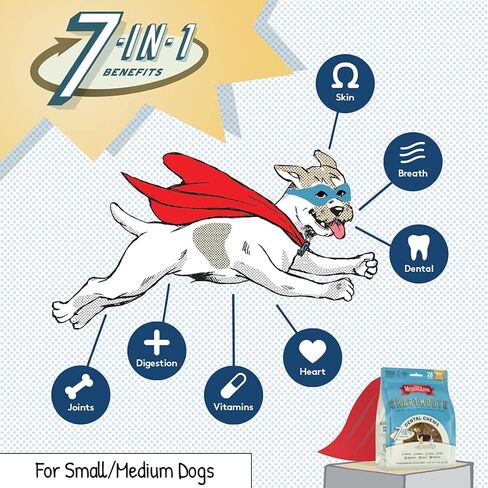علاجات مضغ الأسنان التي طورها الطبيب البيطري من The Missing Link، فوائد 7 في 1: أسنان ولثة صحية، التنفس، الجلد، المفاصل، الهضم، القلب، الجهاز المناعي - كلاب صغيرة/متوسطة بوزن 15-50 رطل، 28 قيراط in Kuwait