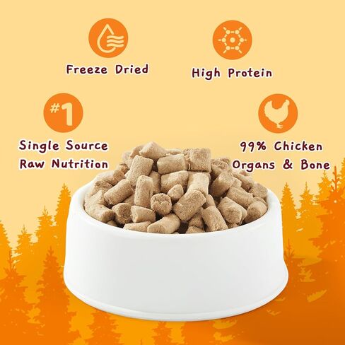 Jungle Calling Freeze Dried Raw Chicken Crunchy Bites Dog Treats, 99% Chicken, Organs & Bone, High Value Training Treats, Limited Ingredient Dog Food Topper for Picky Eaters, Approx 720 Pcs, 10.6 oz in Kuwait