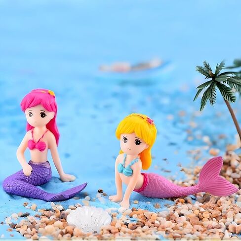Mermaid Aquarium Ornament for Fish Tanks and Terrariums, Pink Plastic Mermaid Figurine for Fairy Gardens, DIY Landscapes and Party Decor (Miniature Size) in Kuwait