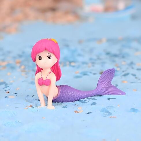 Mermaid Aquarium Ornament for Fish Tanks and Terrariums, Pink Plastic Mermaid Figurine for Fairy Gardens, DIY Landscapes and Party Decor (Miniature Size) in Kuwait