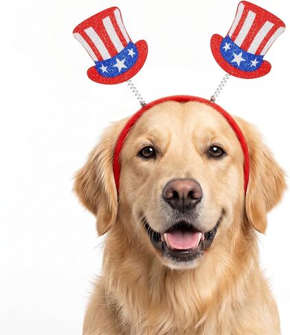 4th of July Dog Costume Headband, Pet Red White Blue Patriotic Head Bopper, Adorable Independence Day Costume Accessories for Dogs Cats in Kuwait
